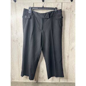 Cato Womens Capri Black Dress Pants Size 10 With Button Details Preppy Office